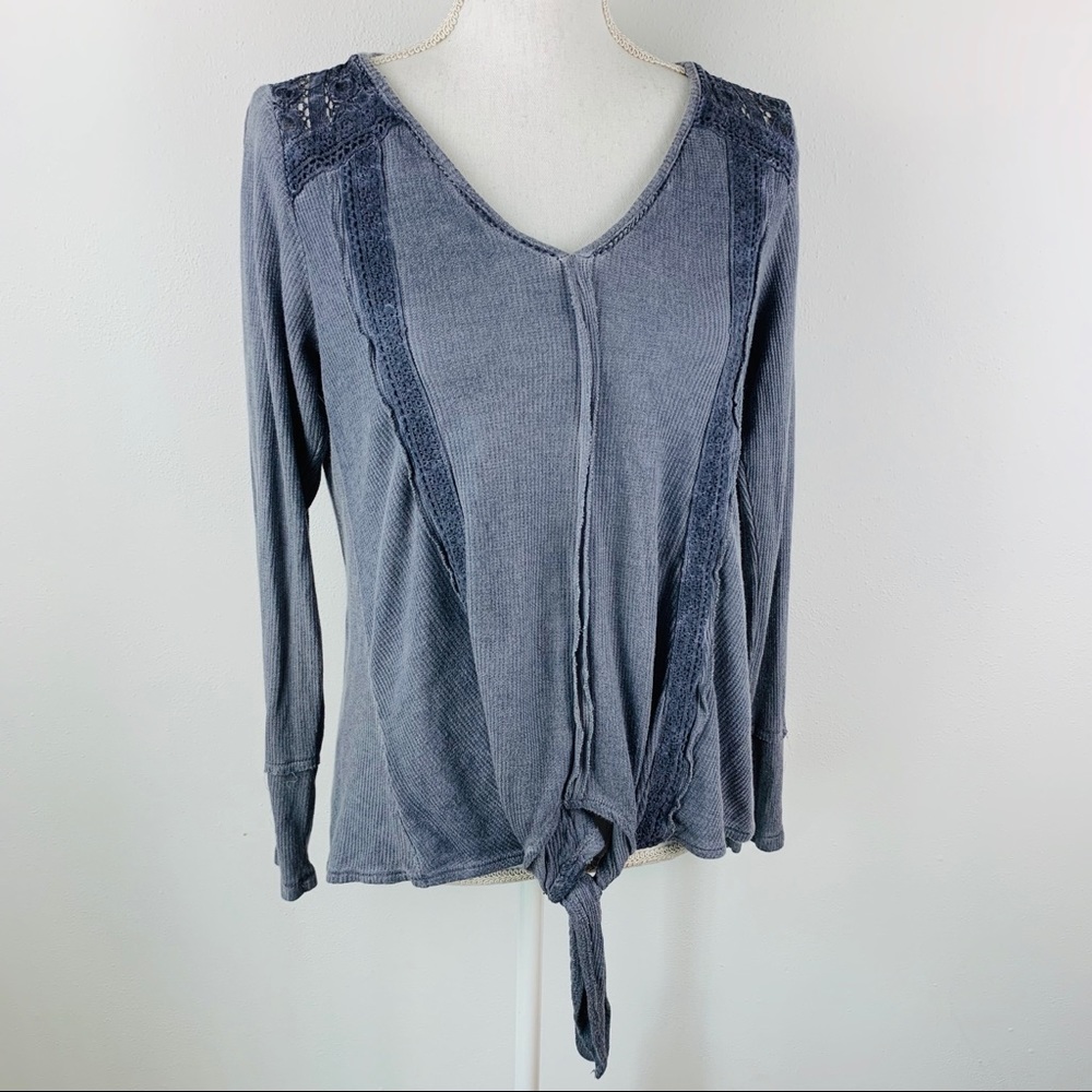 Knox Rose Bohemian Lace Cute Long Sleeve Shirt M - Picture 2 of 8